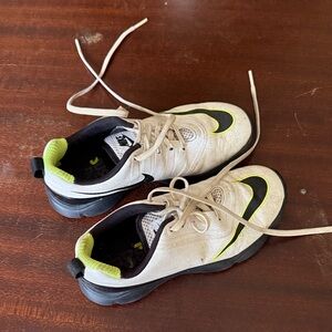 Nike Kids Cream and Black Sneakers with Neon Accents